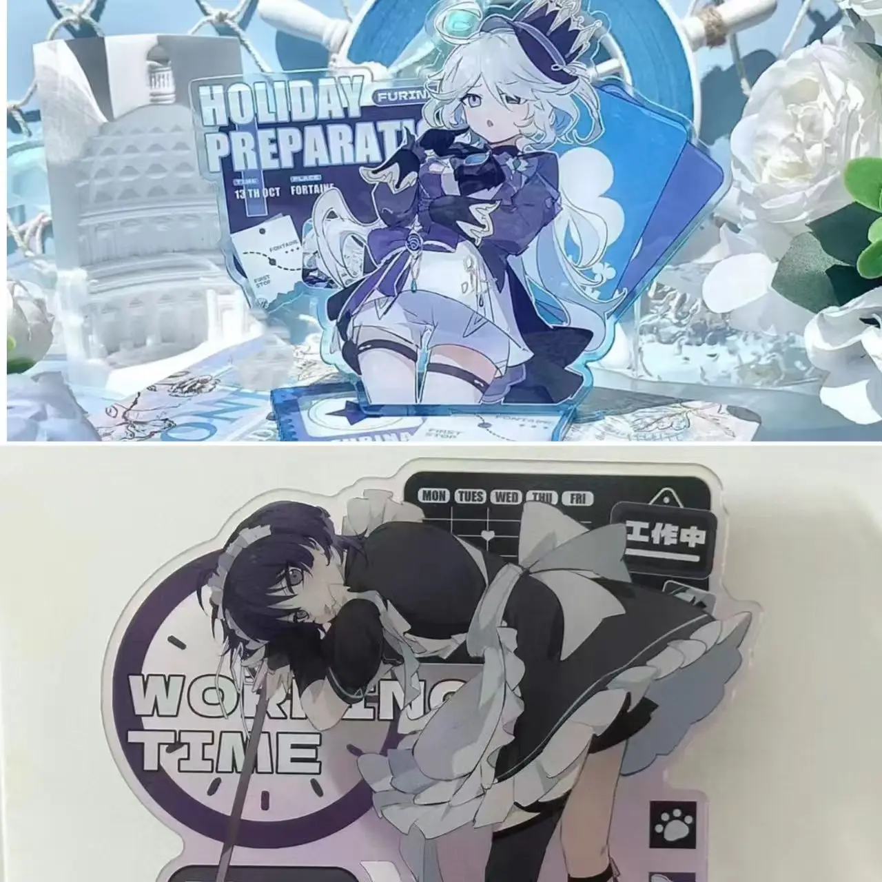 2Pieces Game Genshin Impact Models Wanderer Kabukimono Balladeer Focalors Furina de Fontaine Acrylic Stand Model kids gift