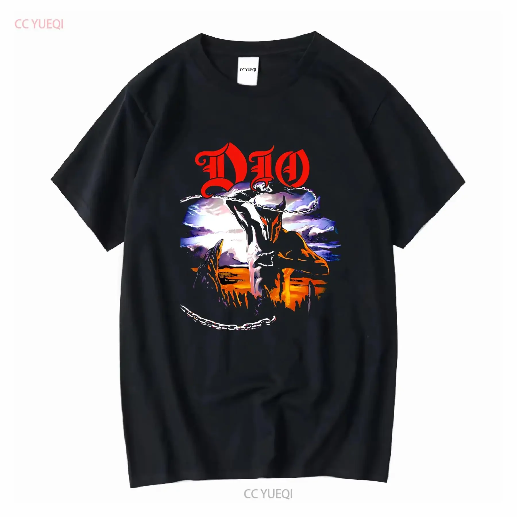 Dio Devil Whipping Chain Men's T Shirt Holy Diver Album Heavy Metal Rock Band vintage Washed homme graphic Versatile Casual