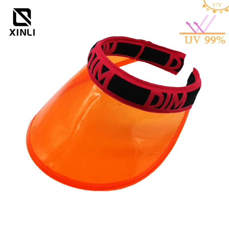 

Outdoor Adult Unisex DIM series Sunshade Hat Red Color Transparent PVC Sunglasses Sun Empty Top Cap Golf Cap for Beach Fishing