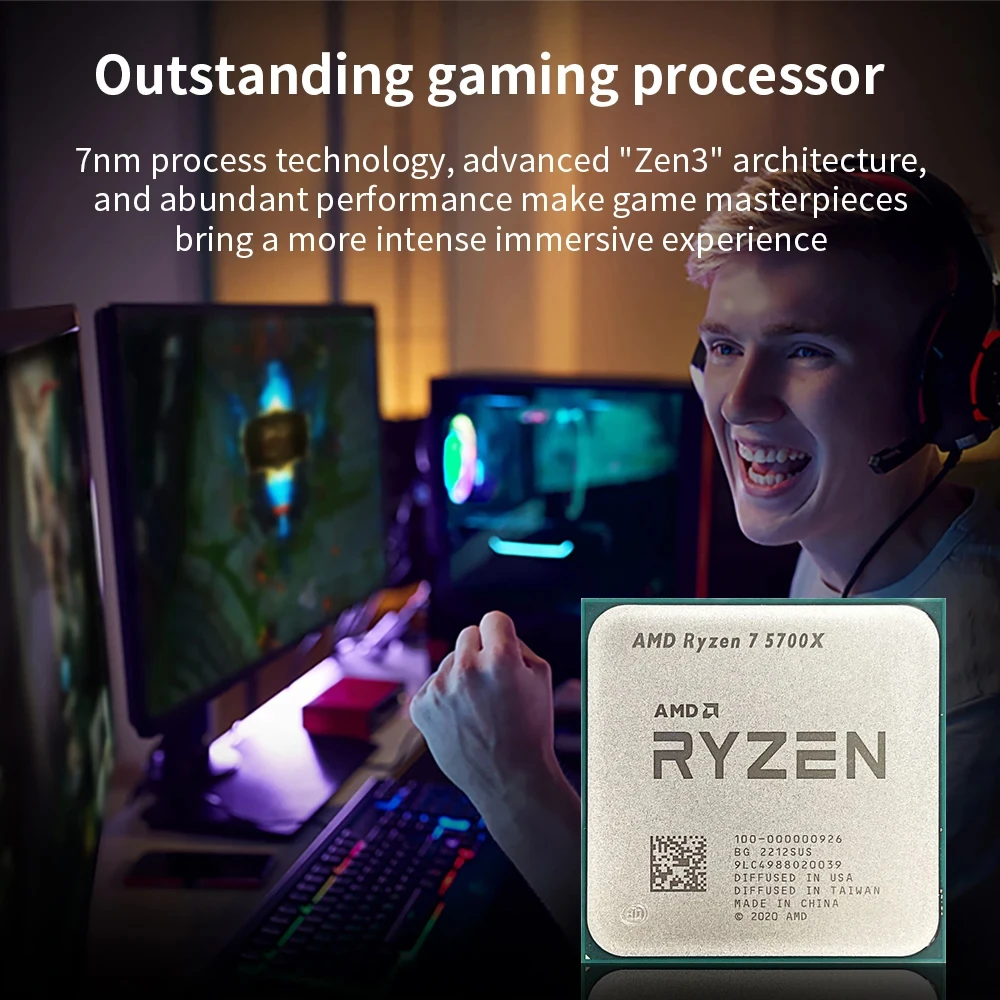 معالج AMD Ryzen 7 5700X 8-Core 16-Thread 7NM 3.4 جيجا هرتز L3=32M DDR4 65 واط R7 5700X مقبس AM4 جديد ولكن بدون مبرد