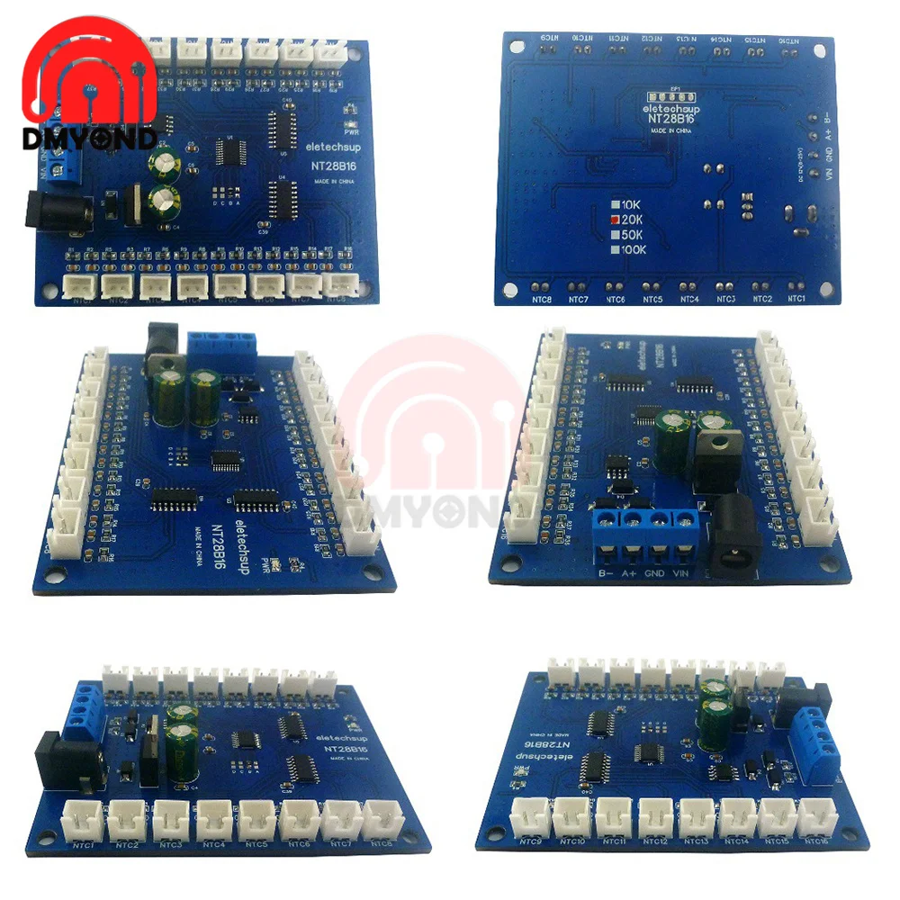 16Ch RS485 Temperature Collector Modbus RTU Paperless Recording 10K/20K/50K/100K B3950 NTC Sensor NT28B16 Temperature Sensor