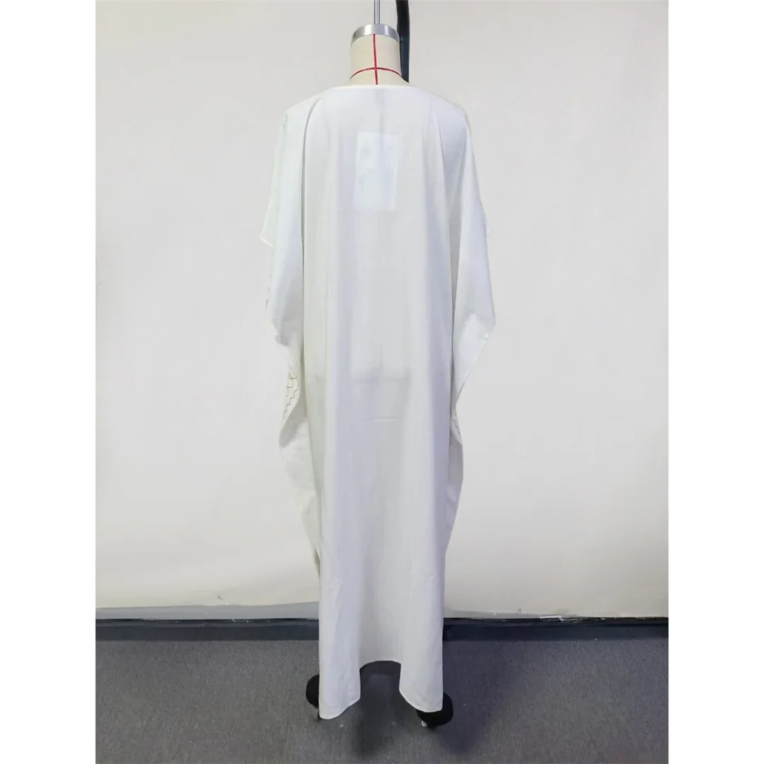 Bedrucktes Halbarm-Strickkleid mit V-Ausschnitt, Häkel-Strick-Tunika, Strand-Cover-Up, Strandkleid, Strandmode, Damen V8318 – Detail 13