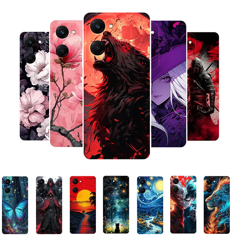 For Vivo Y28S Case Y 28S Flowers Wolf Soft Silicone Phone Cover for Vivo Y28S 5G Y28 S Coque VivoY28S Shockproof Fundas