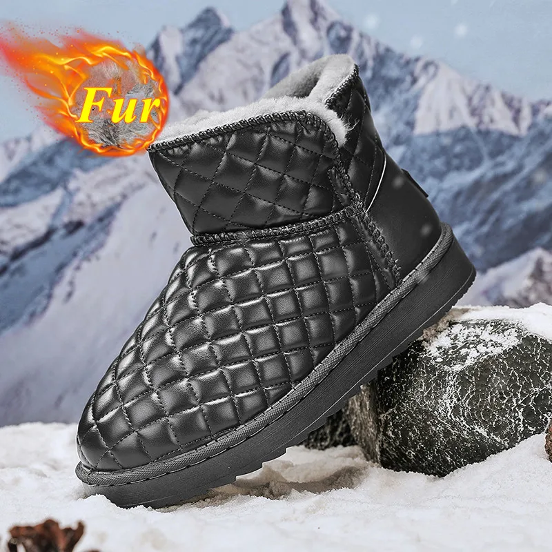 

Зимние теплые уличные ботинки на меху, новые мужские зимние ботинки из искусственной кожи, водонепроницаемые ботинки на платформе без шнуровки, мужские botines para hombre