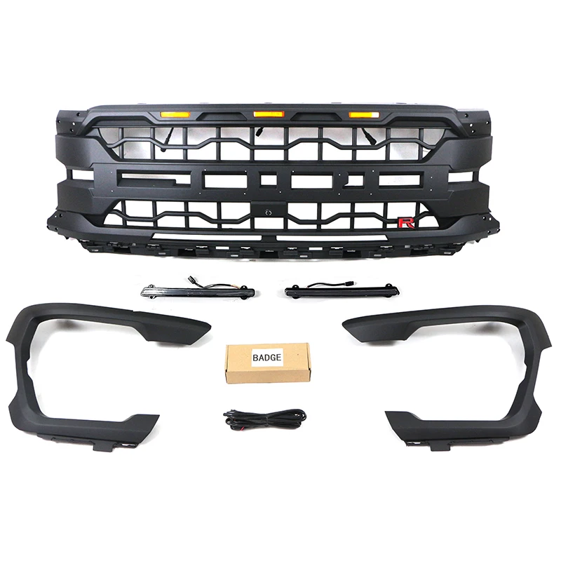 

Black Front Grille Fits For 2024 2025 Ford F150 XL XLT STX TREMOR W/LEDBAR F-150 Grill With Light Bar