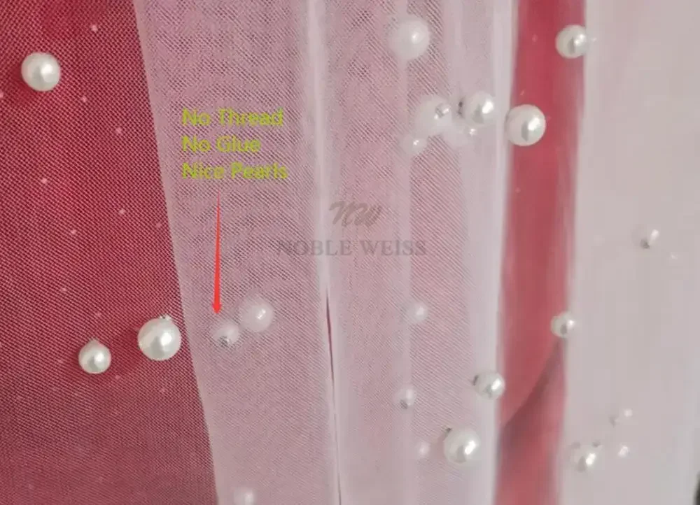 2M Length Pearls Wedding Veil Tulle 1T  Bridal Veil Elegant Bride Veil  Bridal Party Veils With Comb Customized