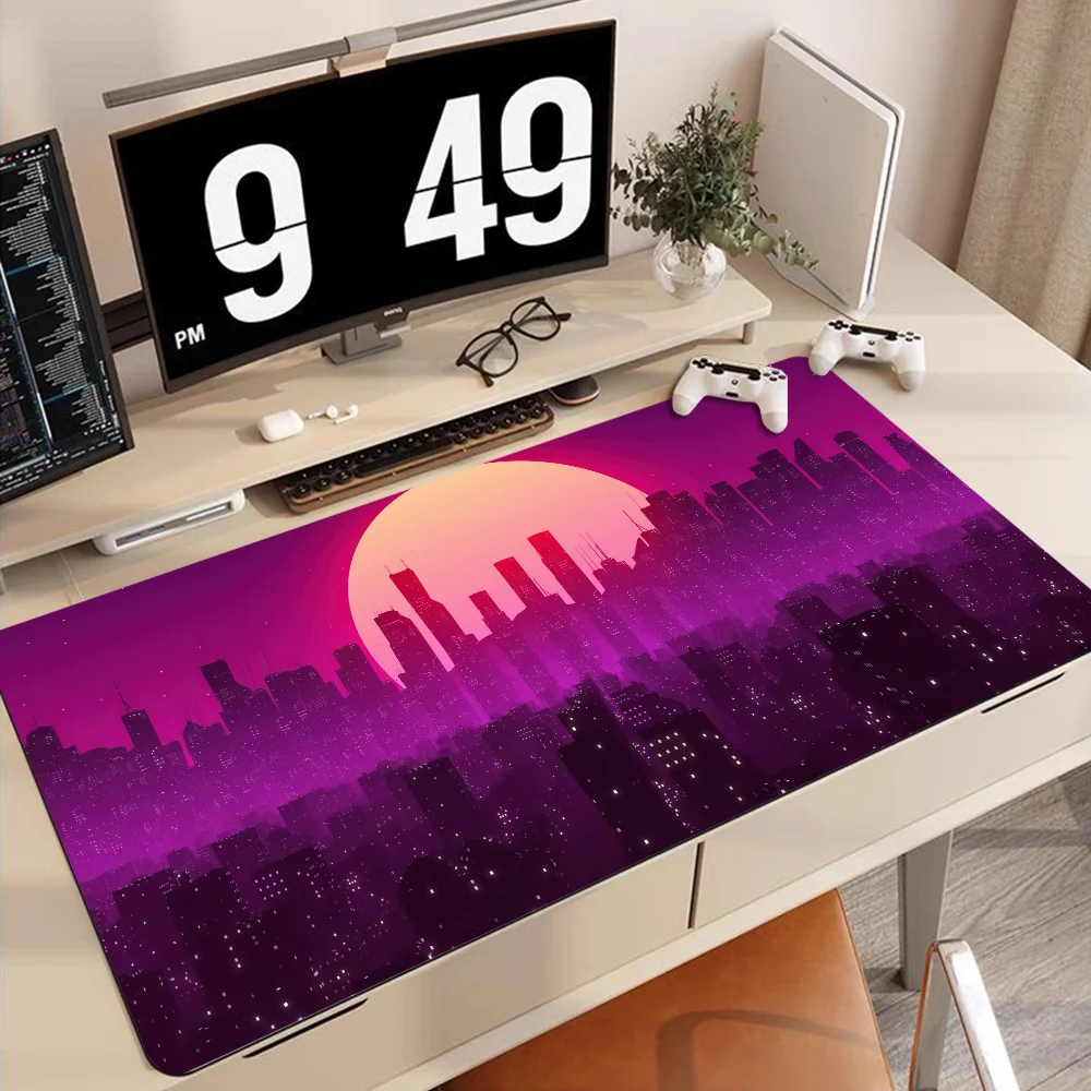 Retro Neon Beach Sunset Mousepad 90x40cm Duża podkładka pod klawiaturę Mata stołowa Studenci Gamer Podkładka pod mysz na biurko Podkładka pod mysz