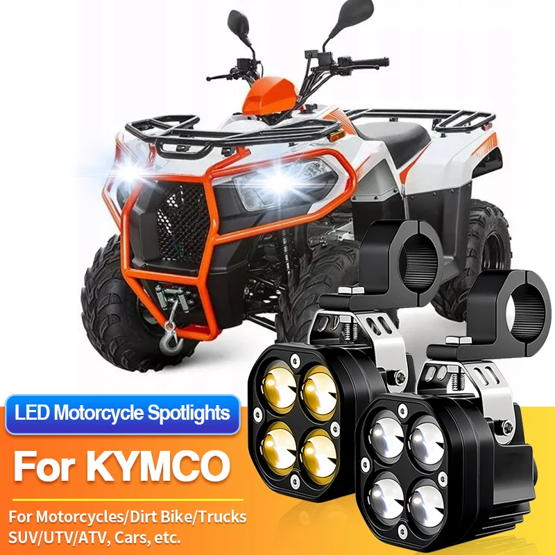 

1 Set LED Universal Motorcycles Headlights 2-Color Fog Light UTV ATV for KYMCO Super 8 50X/Top Boy 125/UXV 450i 700i/XTown 300i