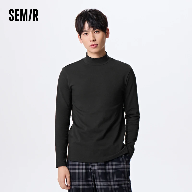 Semir Underwear Men Half-high Collar Slim Comfortable Trendy Micro-brushed Daily Simple Base Layer