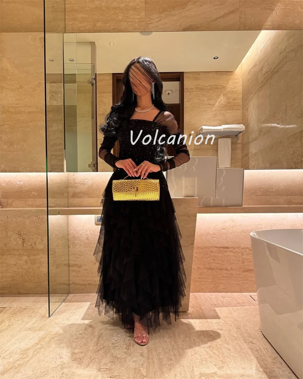 ที่กําหนดเองคุณภาพสูงที่ซับซ้อน Tulle ประดับด้วยลูกปัด A-Line สแควร์คอข้อเท้าความยาวชุด Bespoke โอกาสอย่างเป็นทางการ