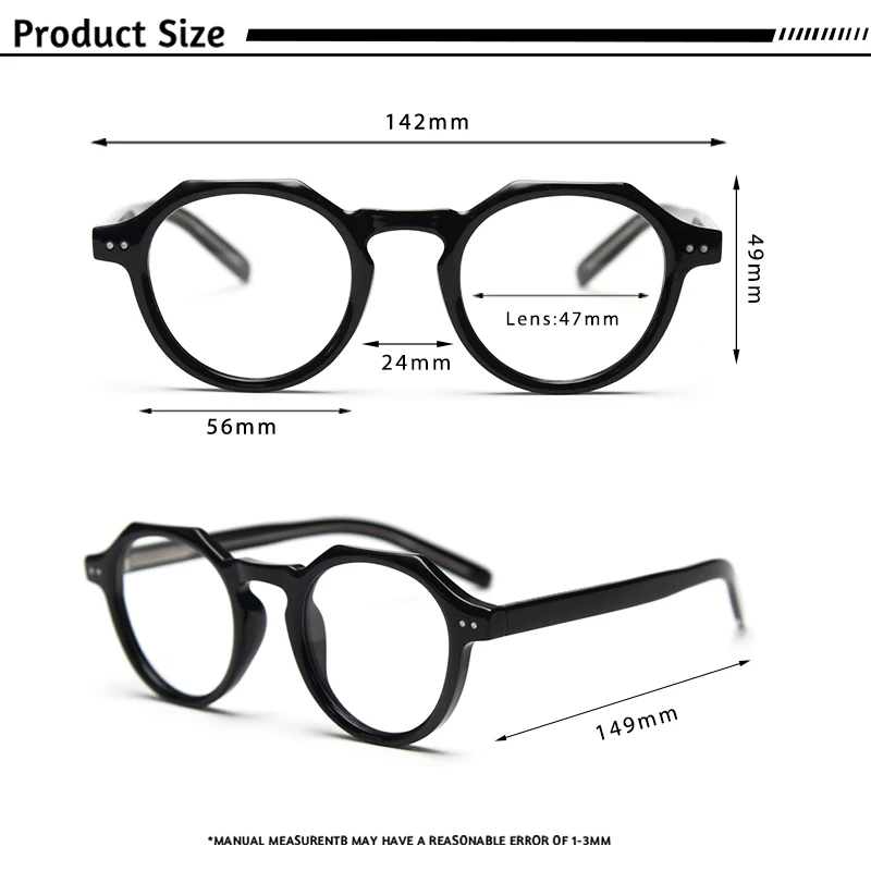 CATERSIDE 레트로 다각형 안경 남성 푸른 빛 차단 TR90 프레임 아세테이트 사원 처방 안경 여성 광학 렌즈