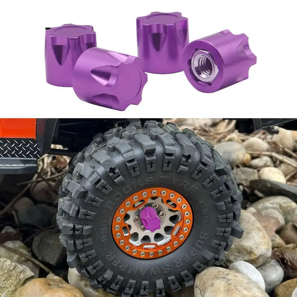 4 stücke cnc aluminium legierung m4 mutter rad felge hut kappe für 1/10 rc crawler trax/als trx4 trx6 slash d90 d110 scx10 rc tamiya yokomo hsp