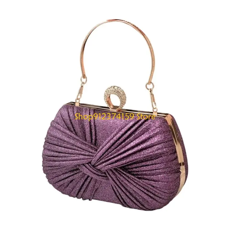 G5AE Stylish Rhinestones Embellished Evening Bag Handbag Suitable For Women and Girls