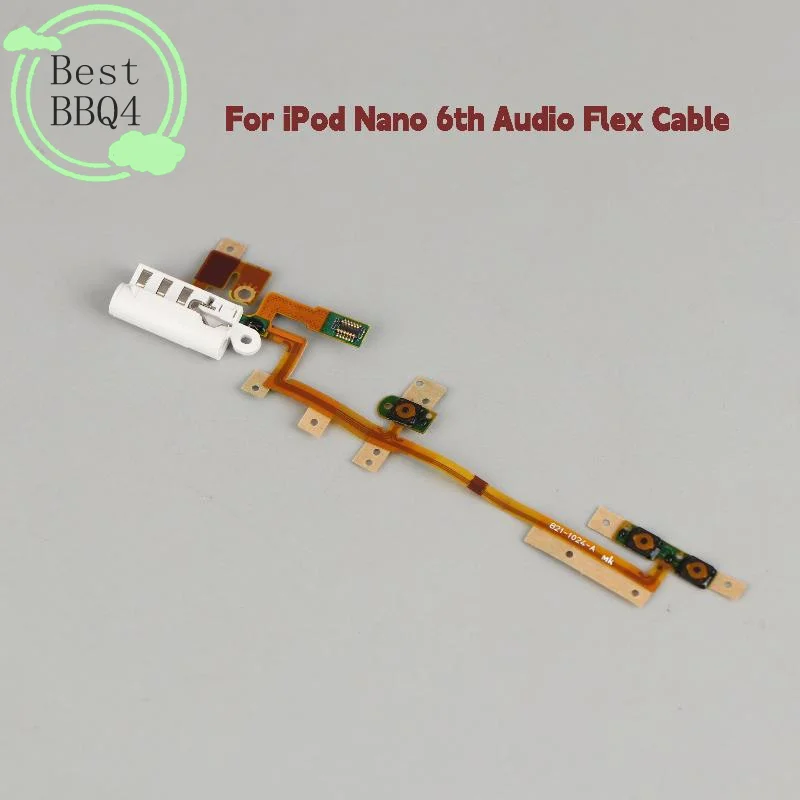 (BBQ4)New Power Audio Jack Volume Button Flex Cable For IPod Nano 6 6th Gen White Replacement