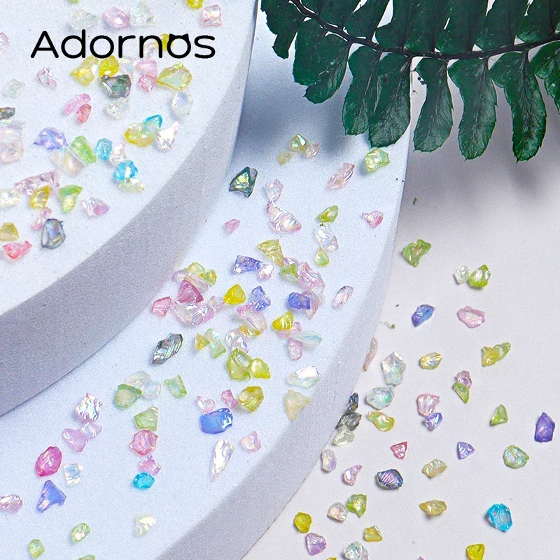 Decoraciones de Arte de uñas, cristal, piedras rotas, diamantes de imitación para uñas, grava Irregular, mezcla de colores, manualidades DIY, gemas,