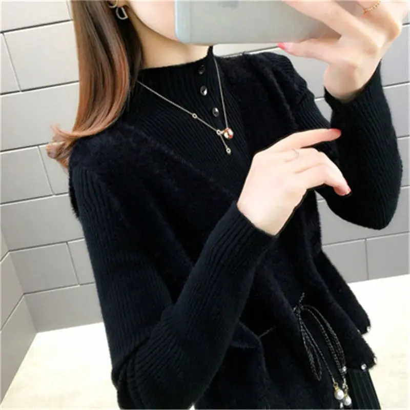 Xiaoxiangfeng Imitation Mink V-neck Vest Autumn Winter Women\'s New Collection Internet Famous and Stylish Goddess Knitted Vest