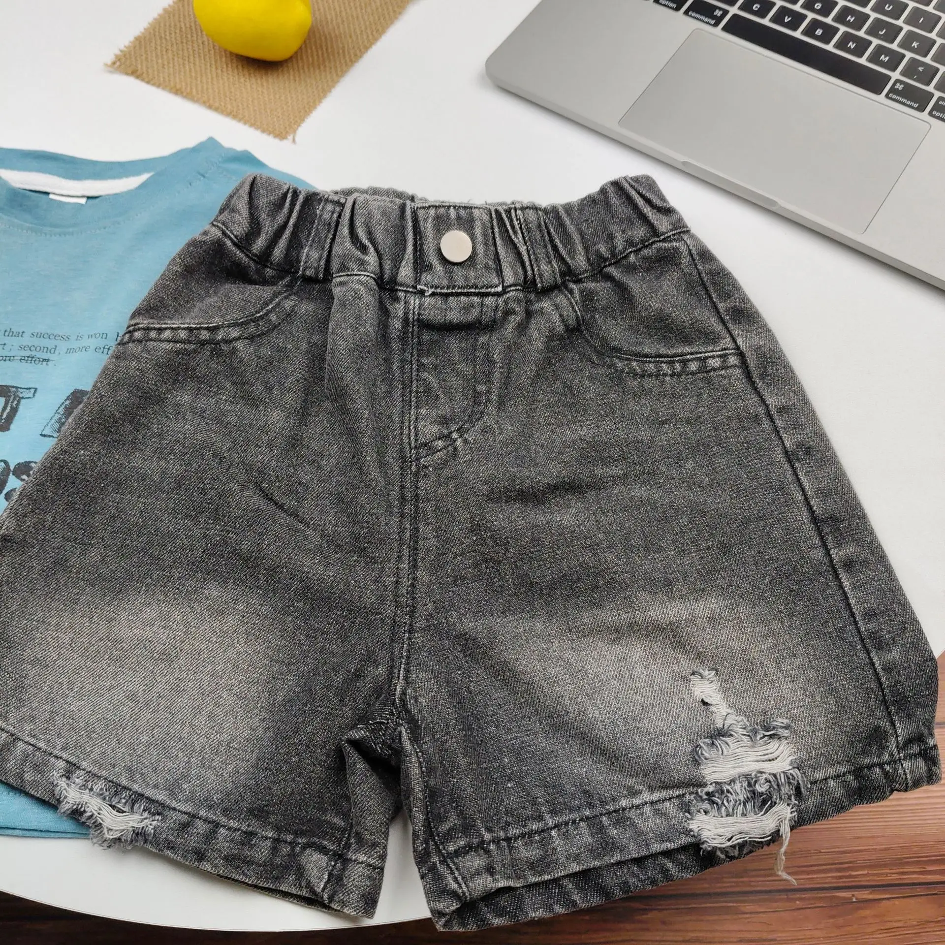 Fancy Kids Designer Summer Ripped Mid-Calf Denim Shorts for Child Boy Casual Jeans Capris Shorts 2 3 4 5 6 7 8 9 10 Years