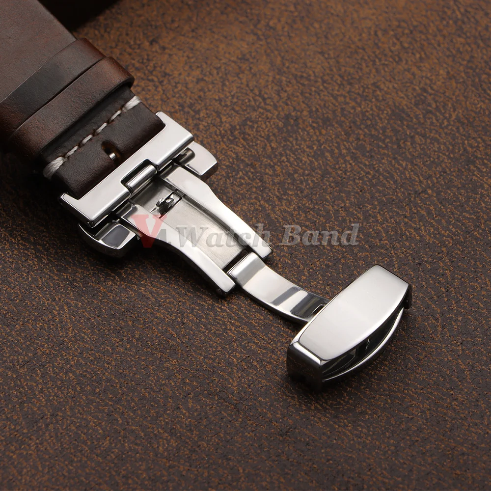 Goldene Schmetterlings-Schnalle Vintage Weiches Ölwachs-Uhrenarmband 18mm 19mm 20mm 21mm 22mm 24mm Armband Schnellverschluss-Uhrenband – Detail 12