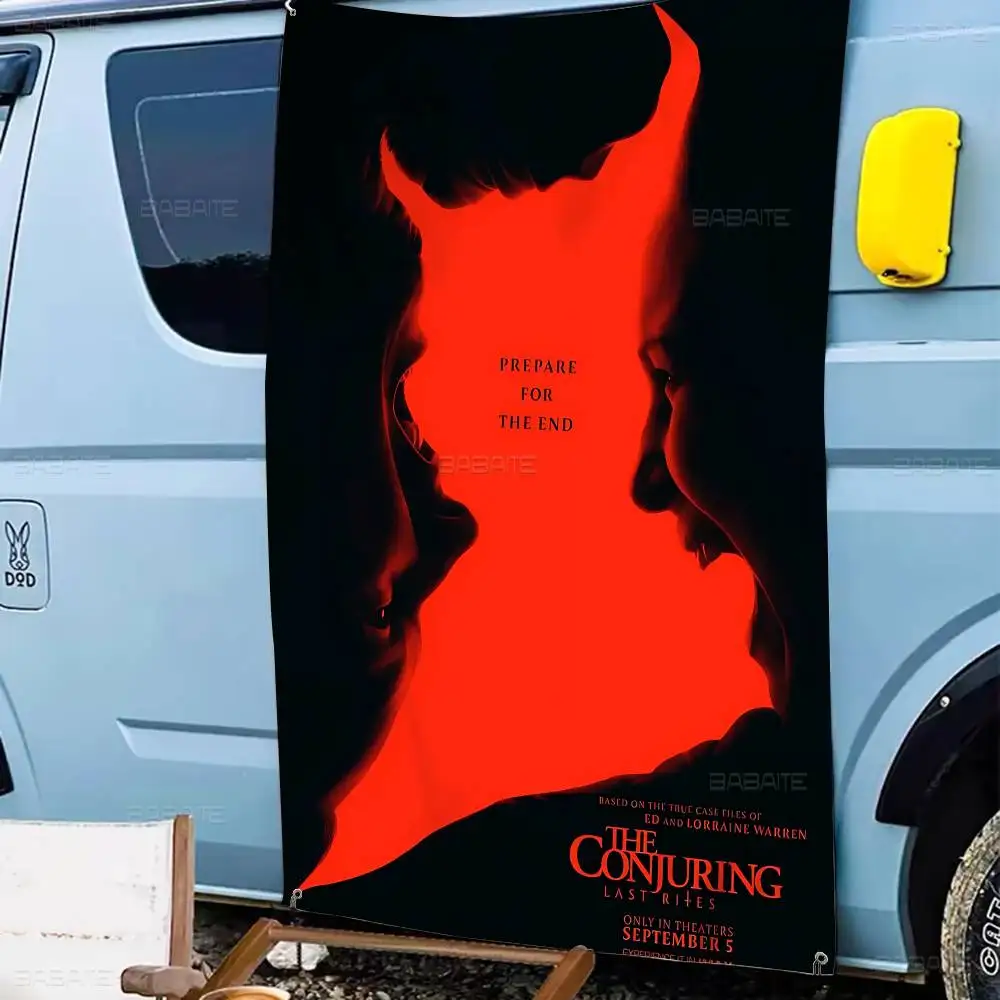 فيلم الرعب The C-Conjuring أعلام كبيرة الحجم أنماط الطباعة مثيرة للاهتمام زينة حفلة عيد ميلاد راية