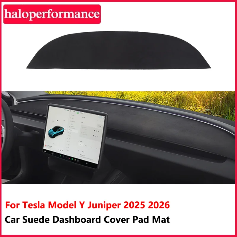 

Для Tesla Model Y Juniper 2025-2026: Защитный коврик на приборную панель из замши, анти-УФ, пылезащитный, для центральной консоли, аксессуары для защиты от солнца