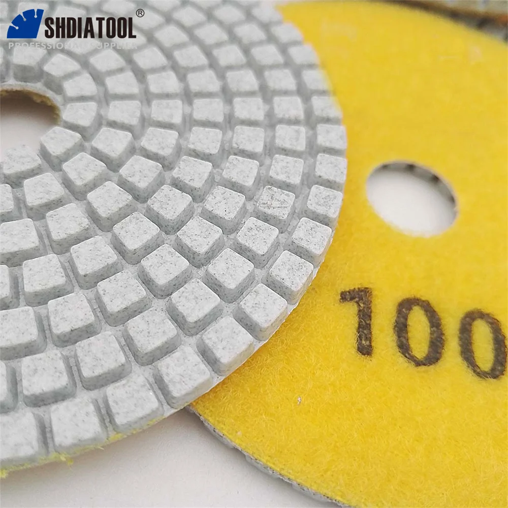 DIATOOL 10 cái #100 Đường Kính 100 mét Trắng Trái Phiếu Nhựa Sanding Discs 4 "Professional Kim Cương Miếng Đánh Bóng Ướt