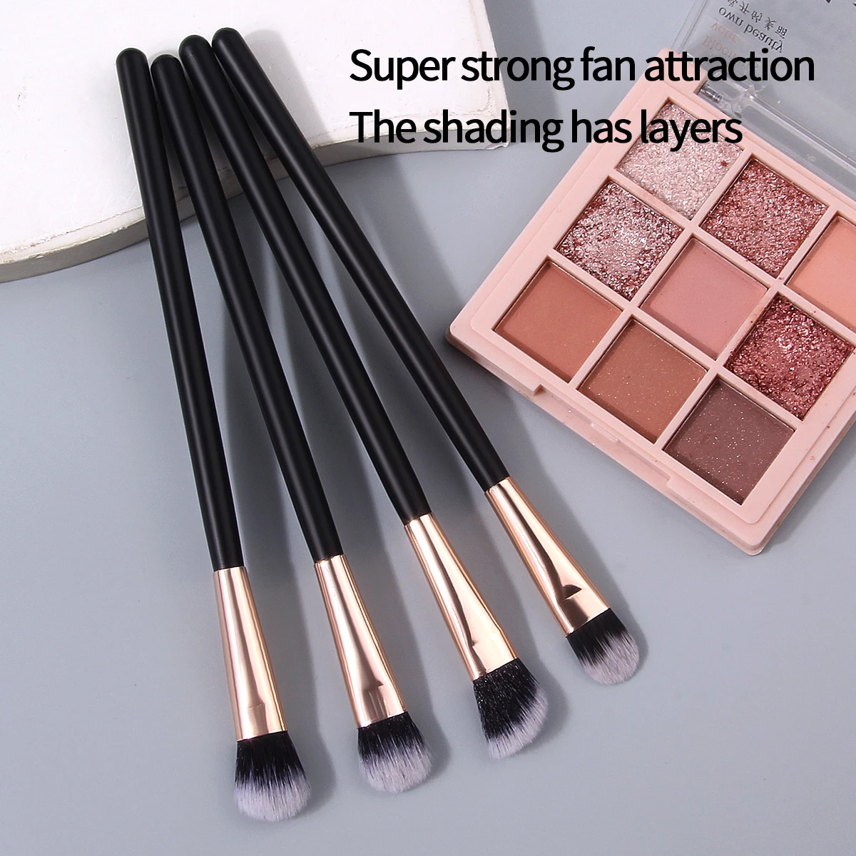 4PCS soft wooden handle eye makeup brush, eyeshadow brush, smuder brush, detail brush, multi-purpose beauty tool