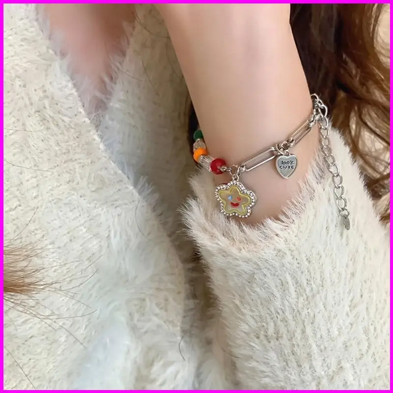 مطرز Handchain حبة مشبك ورق الربط سوار زخرفة الحزب للنساء #1