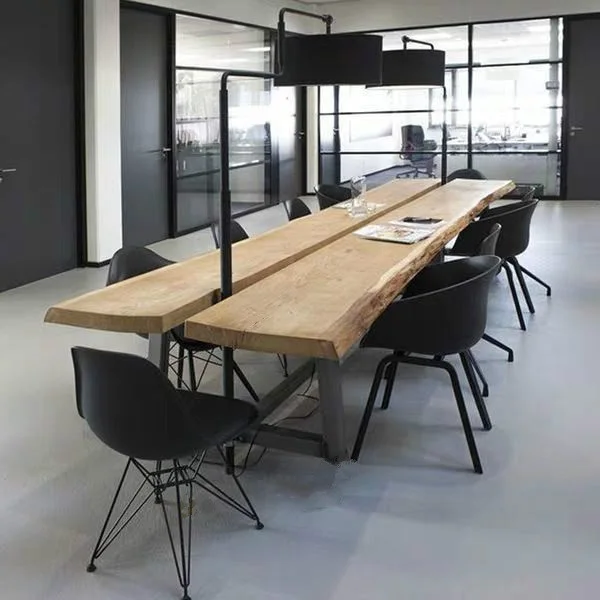 loft solid wood slab conference table modern simple log long table negotiation table industrial style workbench