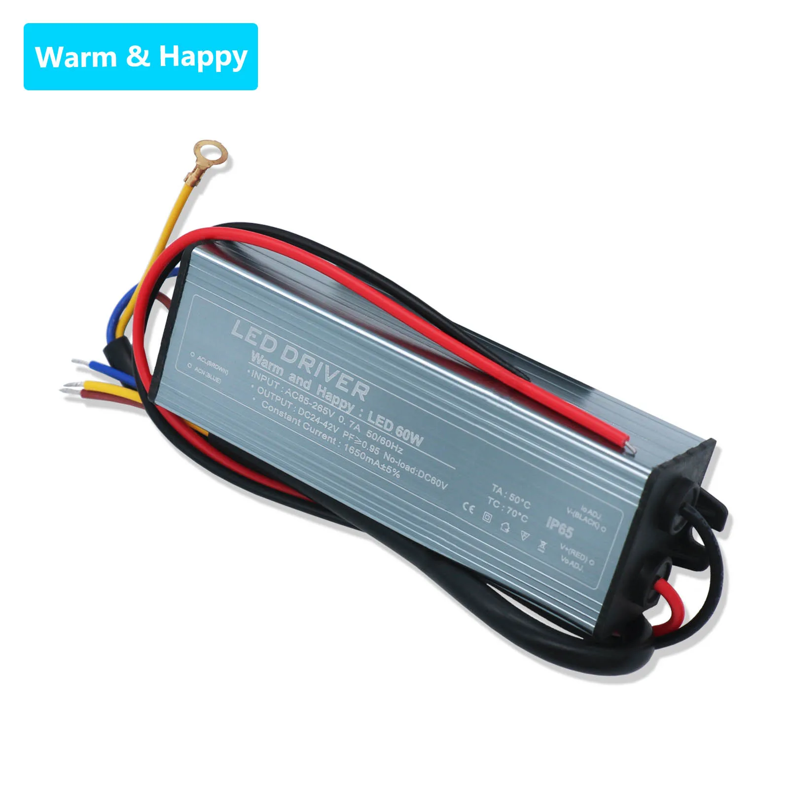 

Драйвер постоянного тока для светодиодов 60 Вт, AC85-265В, DC24-42В, 1650 мА, алюминиевый блок питания DIY, IP65, трансформатор для прожекторов и уличного освещения