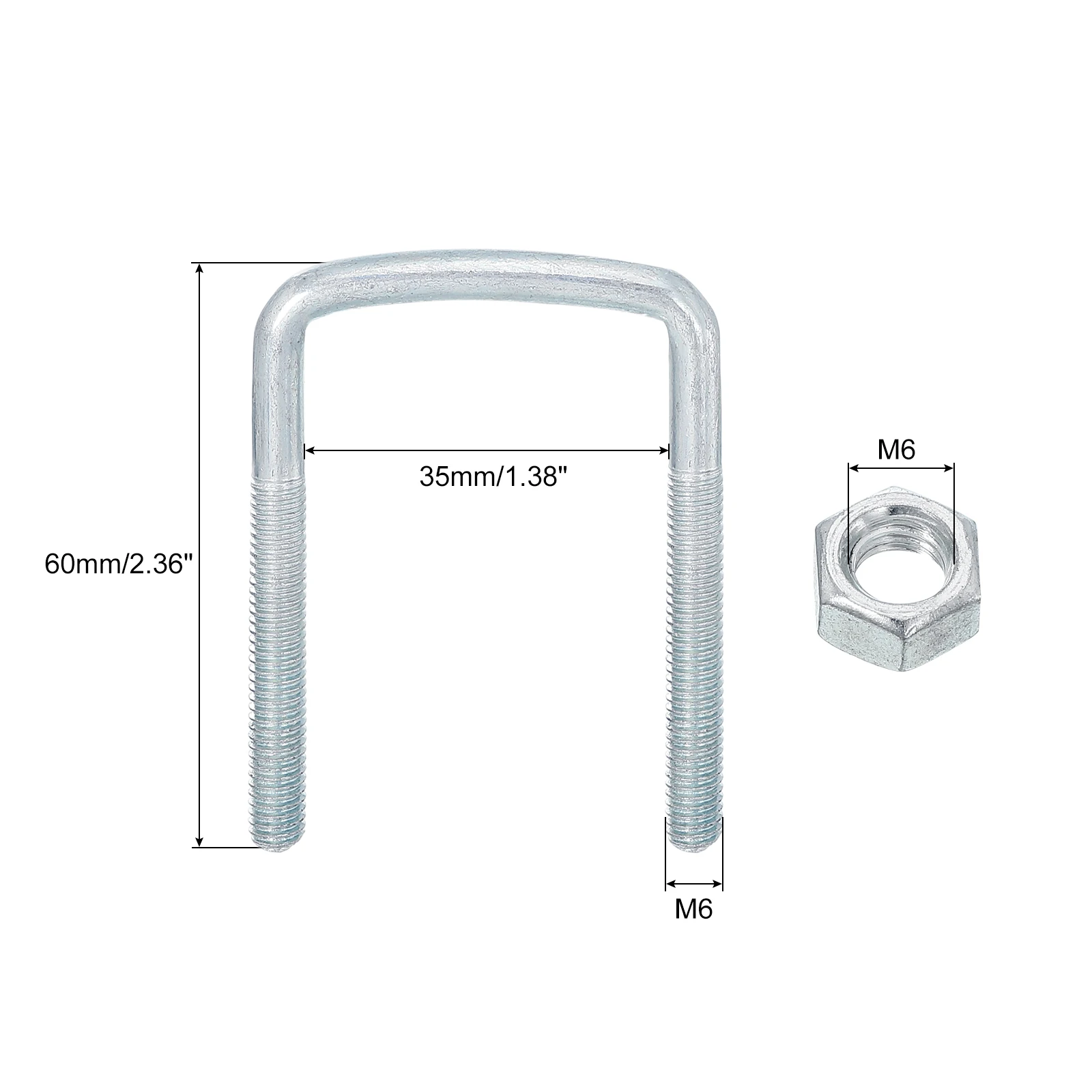 8Sets Square U-Bolts 35mm-90mm Inner Width M6 M8 Zinc-Plated Carbon Steel U Clamp Bolt with Nuts and Plates for Boat Trailer