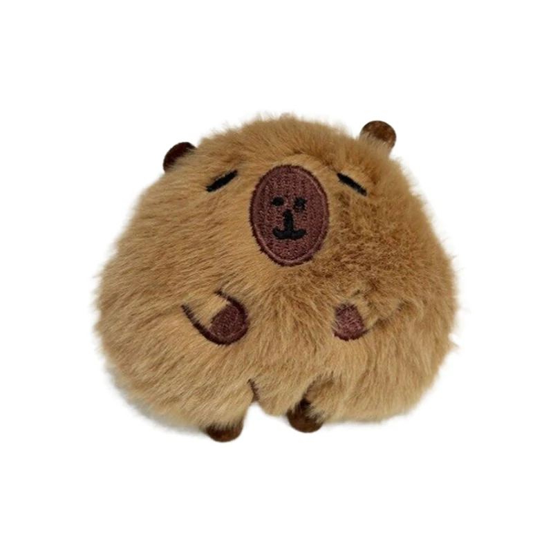 1PC Fluffy Capybara Plush Doll Soft Stuffed Animal Capybara Plush Doll Star Squeak Toy Cartoon Bag Pendant Key Chain Backpack