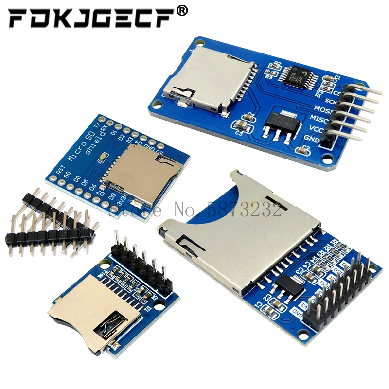 D1 Mini TF Card Module Micro SD Storage Expansion Board Mini Micro SD TF Card Memory Shield Module With Pins for Arduino ARM AVR