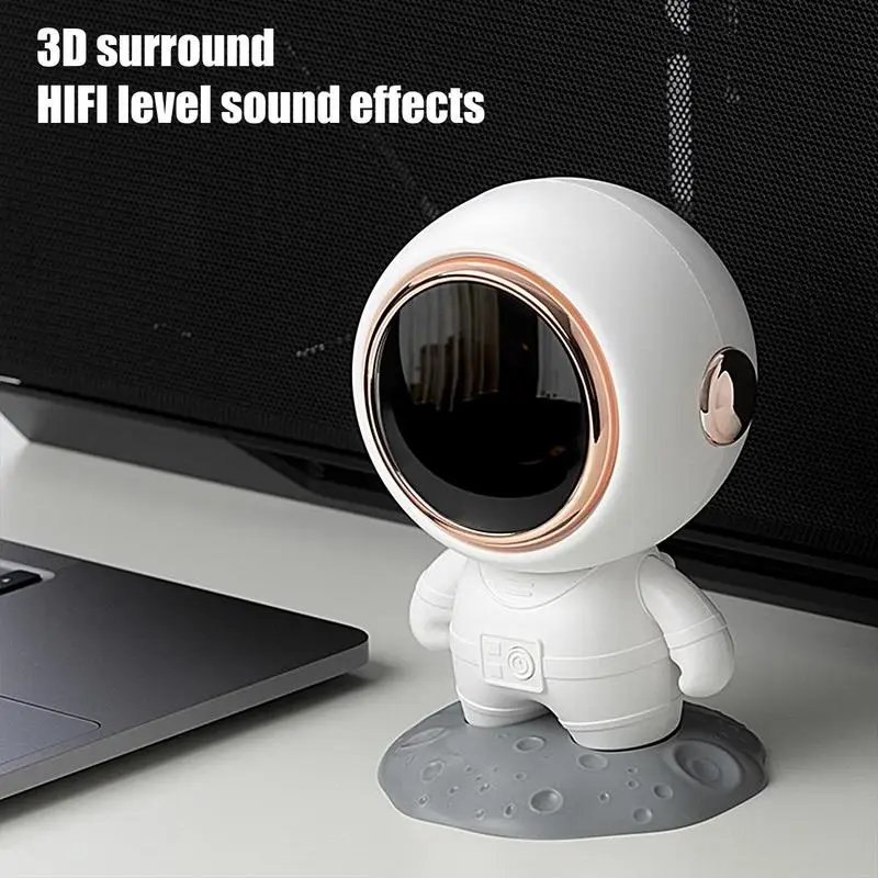 Bt Speaker For Kids Astronaut Shape Wireless Audio Speaker Built-in Microphone Desktop Ornaments Portable Multifunctional Home