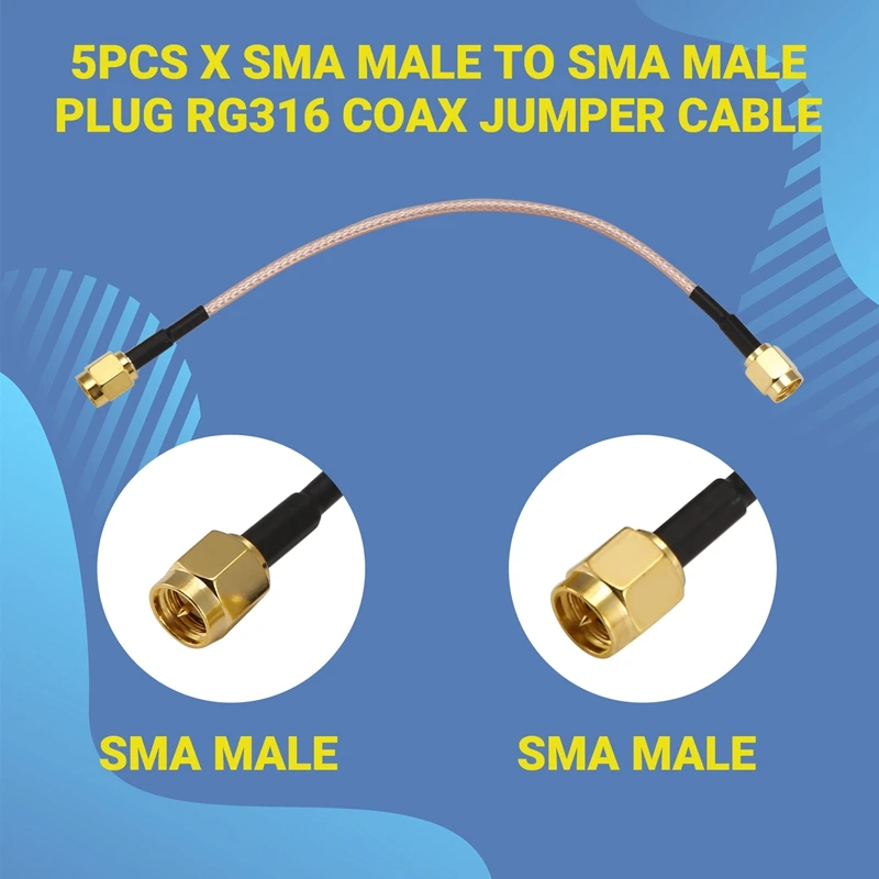 5 uds SMA macho a SMA macho conector RF Cable de extensión Pigtail RG316 Cable de puente coaxial 15Cm