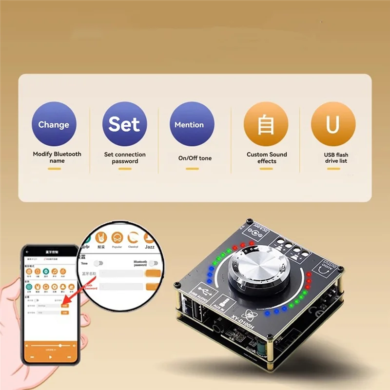 -A12R Bluetooth Stereo Amplifier Module 100W+100W Digital Audio Power Amplifier DC 9-24V/5A For Home Theater