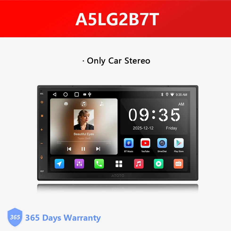 7 inch Android Double Din Radio met Sat Nav, 2 Din Autostereo CarPlay Scherm Android Auto Draadloos, WiFi Bluetooth AI DriveChat EQ/RDS/DSP Head Units A5L Atotozone
