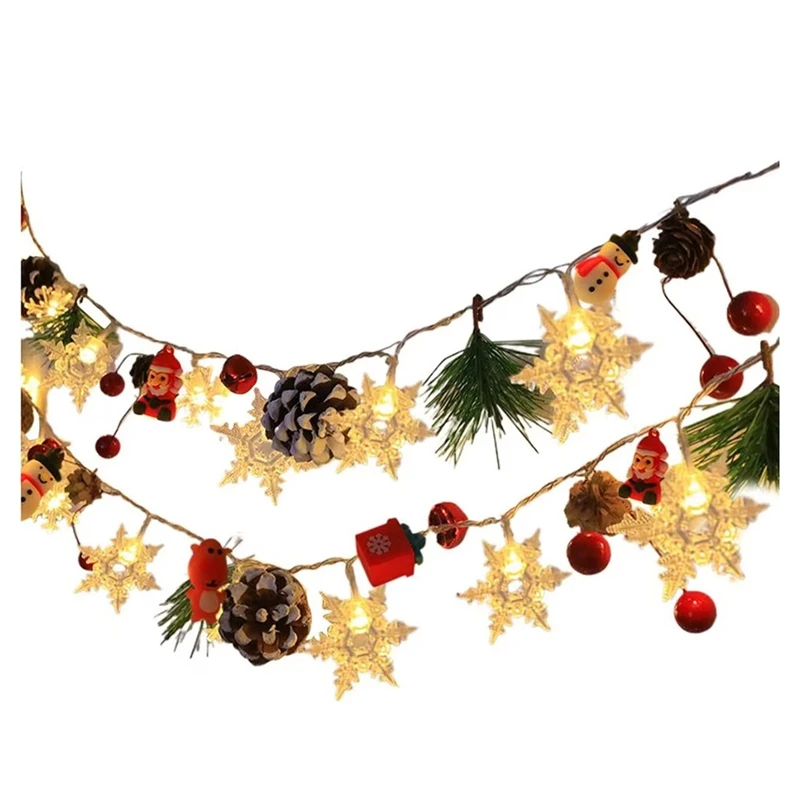 ABSS-20 Leds Snowflake String Fairy Lights Battery Powered Christmas Tree Holiday Garland New Year Bedroom Decoration