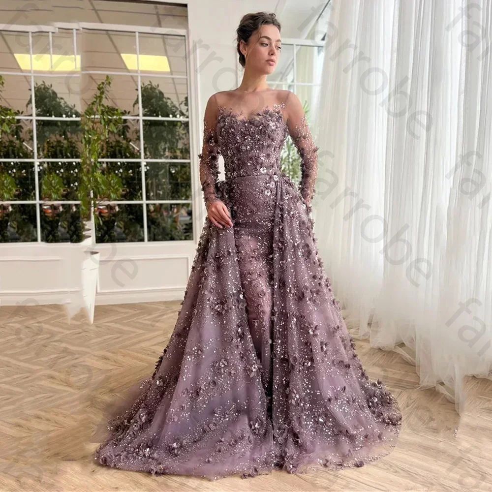 Customized 3D Appliques Intricate Sparkle Jewel Ball Gown Celebrity Flower Paillette/Sequins Floor Length Skirts Organza Evening