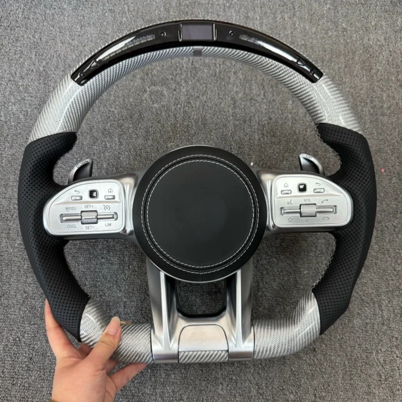 

LED Display Carbon Fiber Steering Wheel with Shift Paddles for Mercedes Benz A45 AMG CLS W176 C63 W204 CLA W212 W207 W218 W117