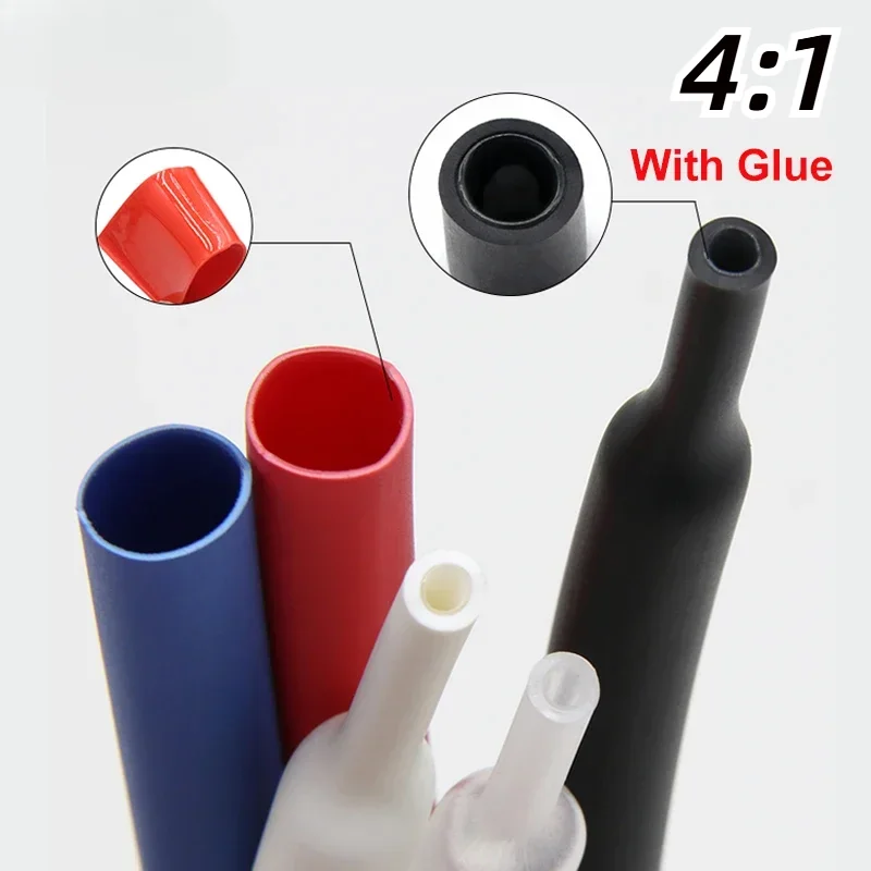 

1/5/10/25/50/100M 4:1 Heat Shrink Tube with Glue Dia 4 6 8 12 16 20 24 40 52 72mm Adhesive Sleeve Wrap Heat-shrinkable Sheath