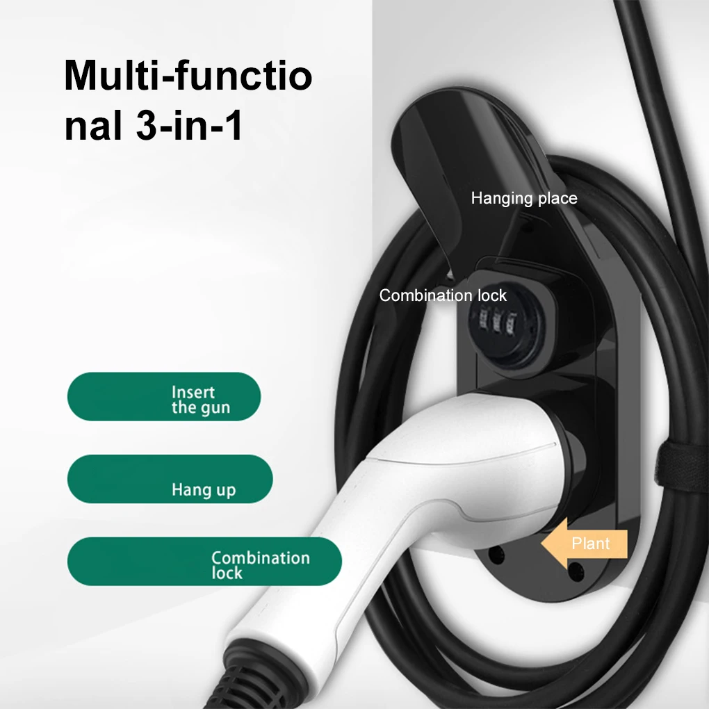 Wall Mount Bracket Universal EV Charger Cable Holder ForType 2 Connector EU Plug Electric Car Charging Gun Head Socket With Lock