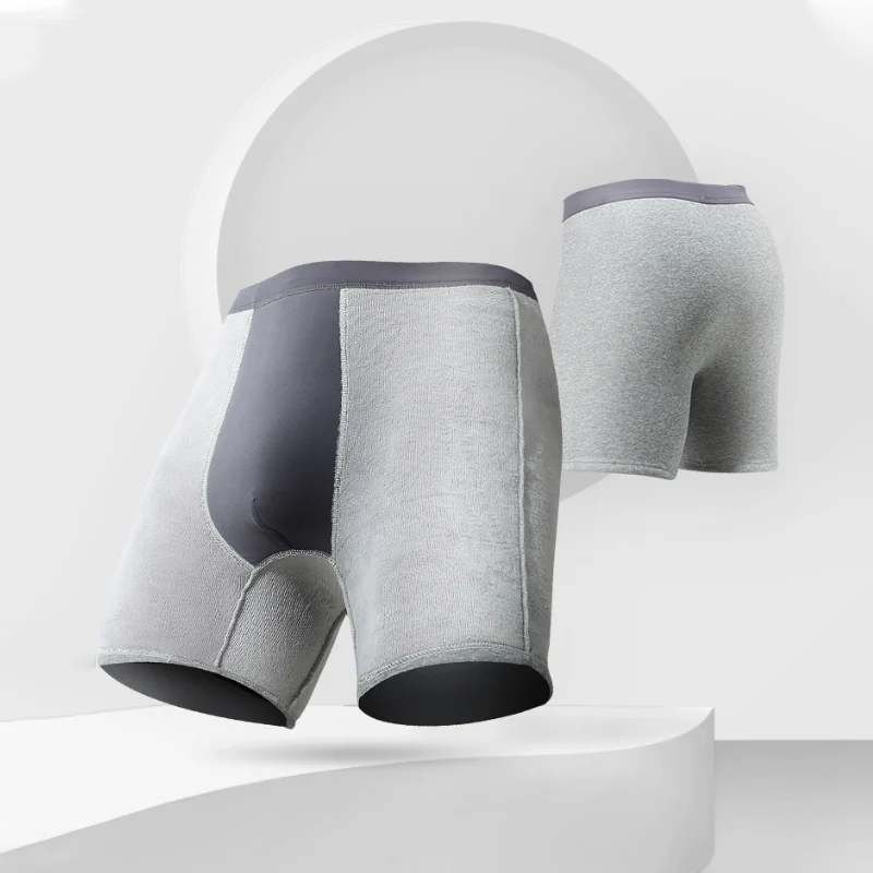 

5PCS Men's thermal underwear men's fleece thick anti-wear leg lengthened boxers autumn winter middle-aged boxer shorts