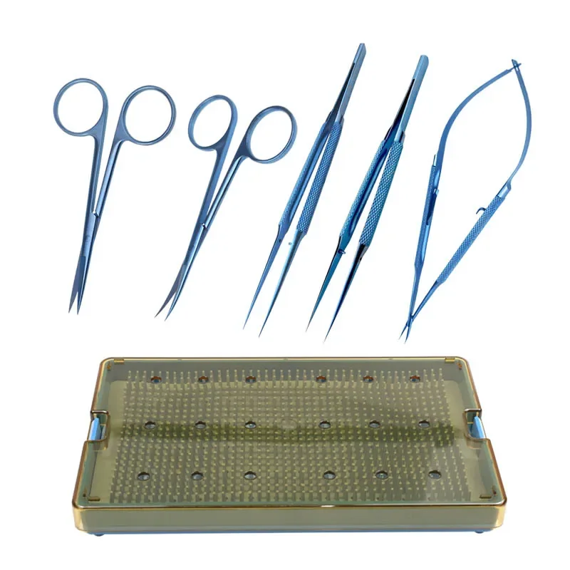 

Ножницы на платформе из титанового сплава, пинцеты прямые, изогнутые, офтальмологический набор с стерилизационным лотком, Autoclavable