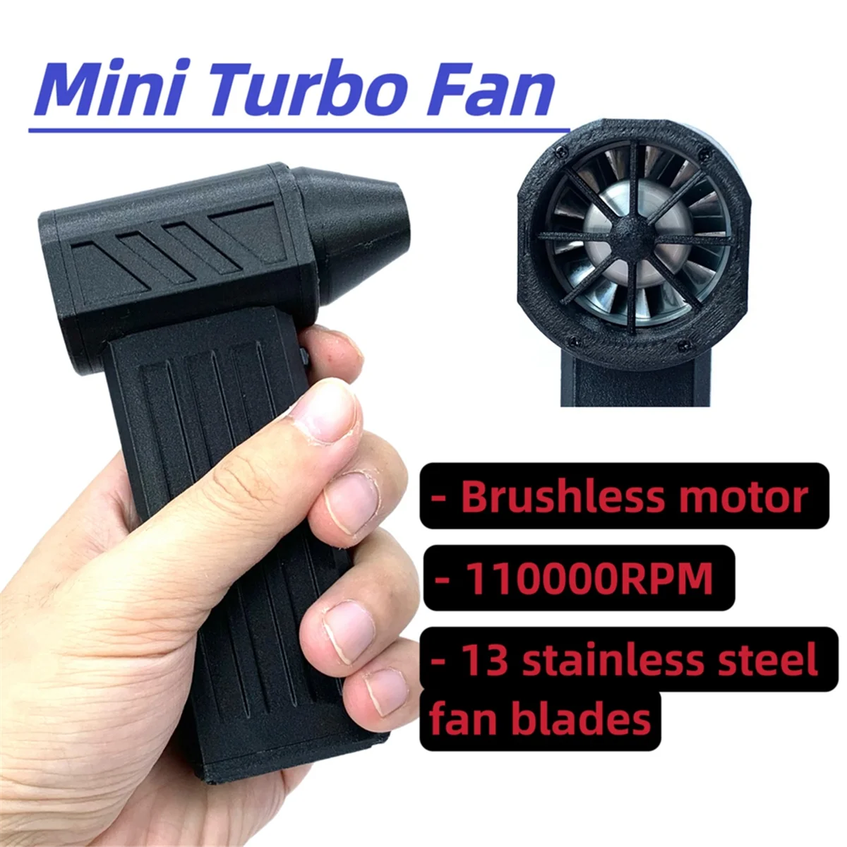 Mini Turbo Jet Fan Turbo Violent Fan 110000RPM Powerful Blower with High Speed Duct Fan Air Blower Portable