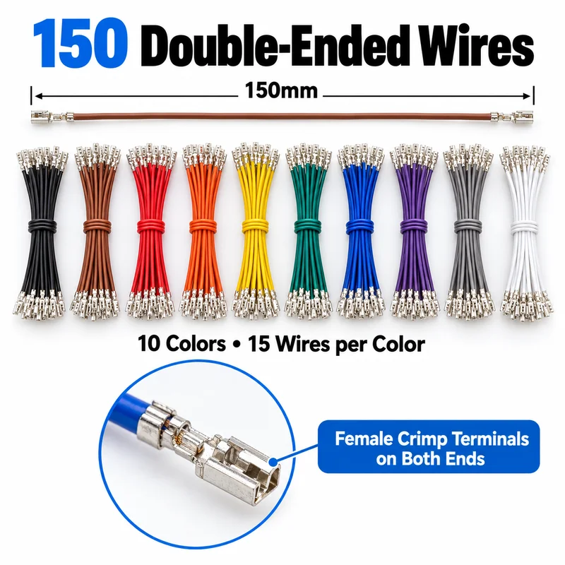 SH1.0 1.0mm Connector Kit 3-10P 12P 140 Housings 150 Double End Female Crimp Wires 150mm Tweezers Heat Shrink Tube Box