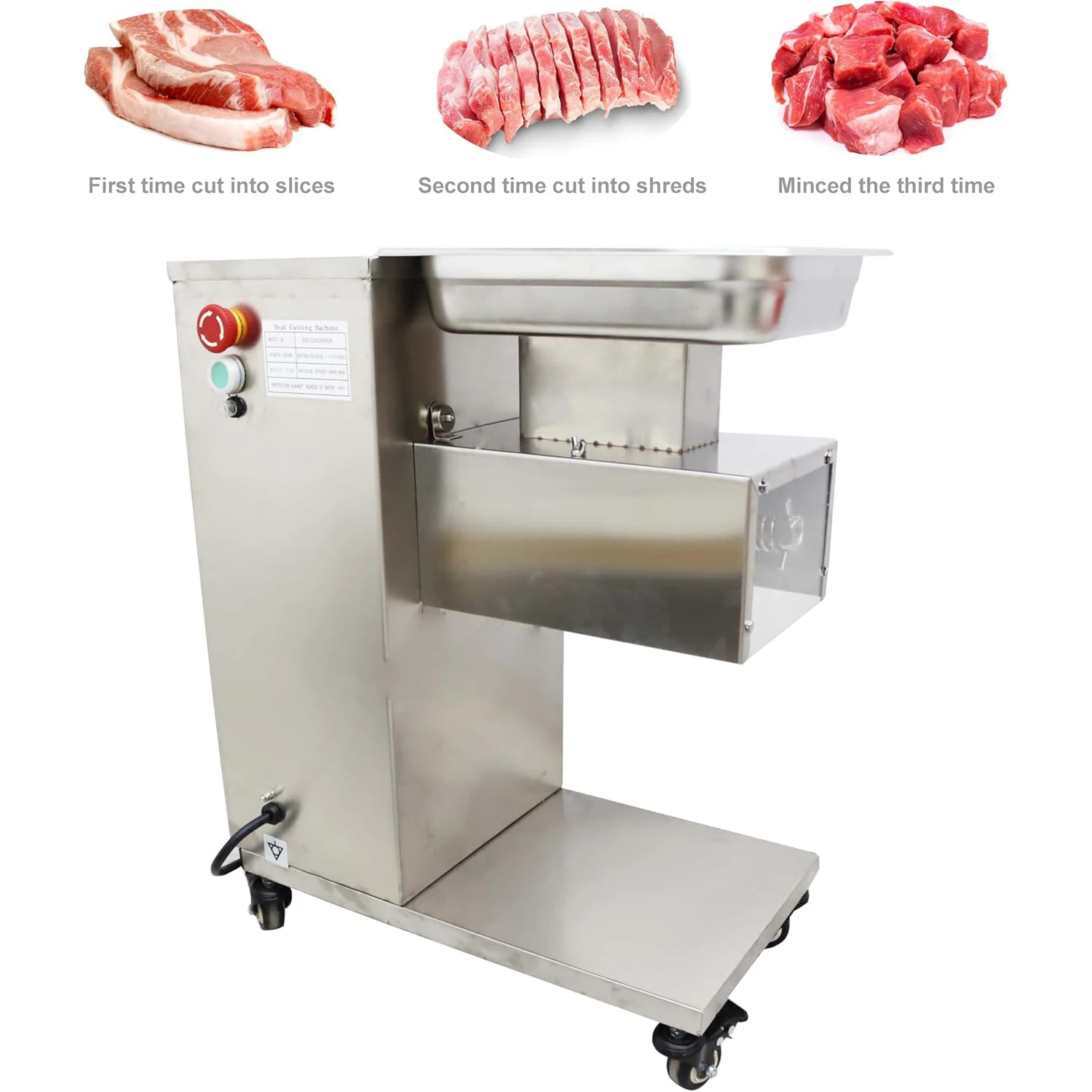 5 مللي متر ماكينة تقطيع اللحوم التجارية قطاعة اللحوم قطاعة كهربائية تمزيقه مكعبات لشريحة لحم البقر لحم الخنزير 5.7 × 3 بوصة مدخل التغذية QE 110 فولت