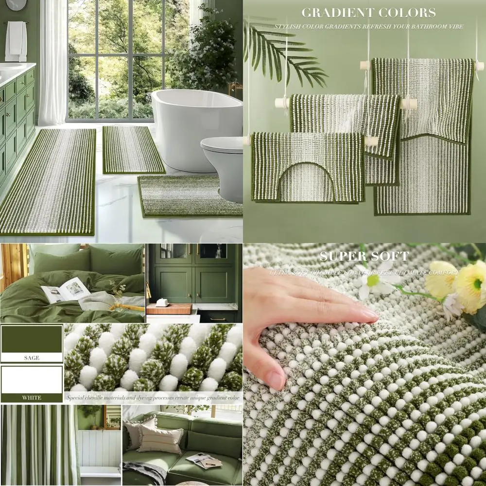 

Наборы ковриков для ванной комнаты из 3 предметов, коврики для унитаза, u-образный контурный коврик для ванной, впитывающий нескользящий коврик из синели с длинной полоской, провисание