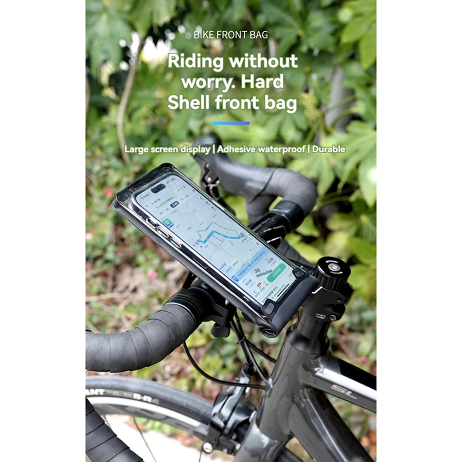 TPU กันน้ําหน้าจอสัมผัสกระเป๋าโทรศัพท์ผู้ถือเปลือกแข็ง 6.7 "กระเป๋าโทรศัพท์ 360 °   ขายึดแบบหมุนสําหรับจักรยาน/ รถยนต์ไฟฟ้า/ สกู๊ตเตอร์