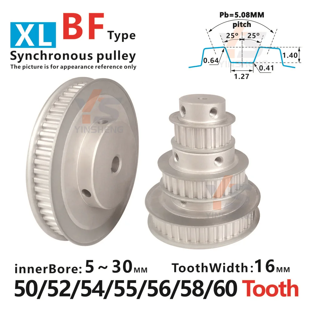 XL Type 50T 52T 54T 55T 56T 58T 60 Tooth CNC machine Synchronous Pulley Belt width 15 MM Keyway Bore 10-30 MM DIY 3D parts Alloy