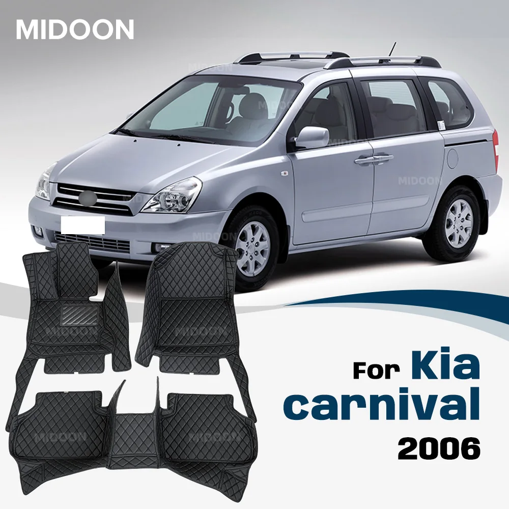 Maßgefertigte Leder-Fußmatten für Kia Carnival 2006, Kofferraummatte, Wasserdichte Fußpolster, Laderaumauskleidung, Auto-Innenausstattung
